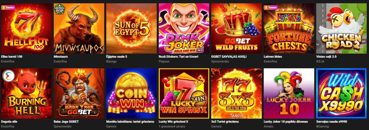 GGBet kazino spēļu automāti